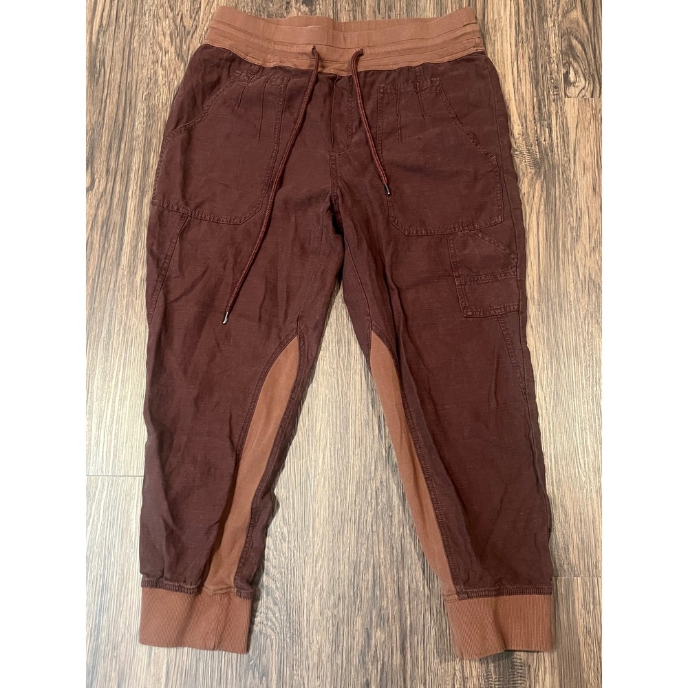 Anthropologie The Nomad Brown Colorblock Utility Jogger Pants Women size Large